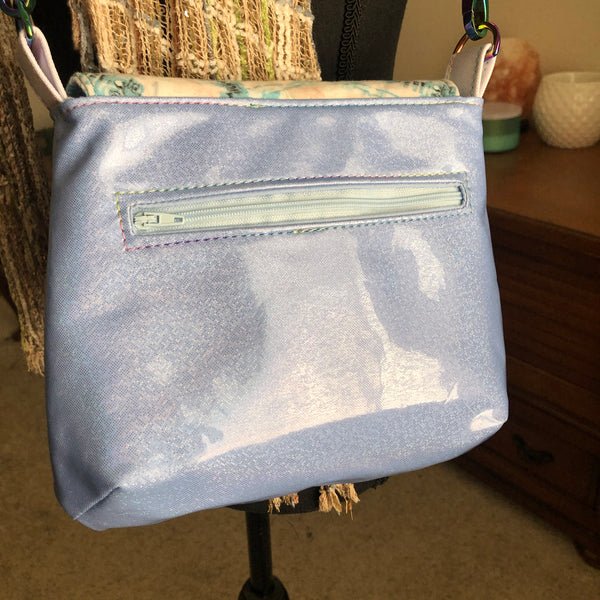 Lilac Messenger Bag - Blue Droid Floral