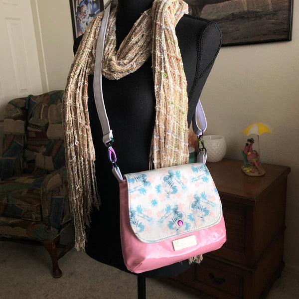 Lilac Messenger Bag - Pink Droid Floral