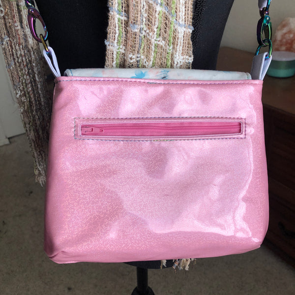 Lilac Messenger Bag - Pink Droid Floral